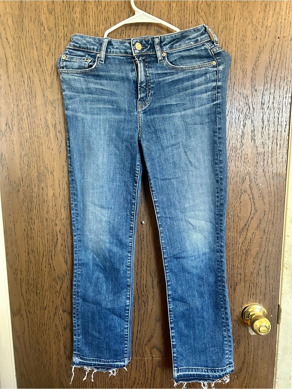 The Castings Medium Blue High Rise Straight Crop A20